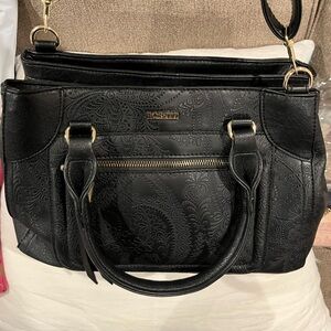 Rosetti Black NWT Patterned Satchel